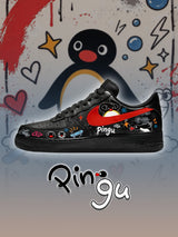 AF1 Black pingu graffiti street Custom Sneakers