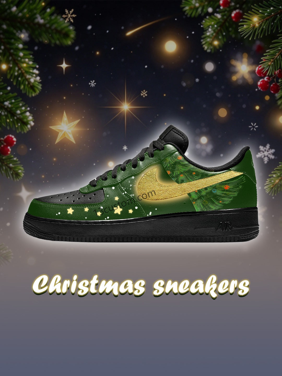 AF1 Black Christmas Tree Custom Sneakers