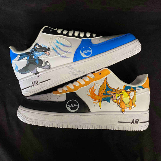 0563-Zapatos de pareja Charizard azul y naranja