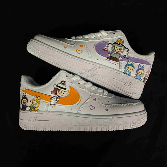 0694-LABUBU다중 캐릭터 보라 오렌지 로고