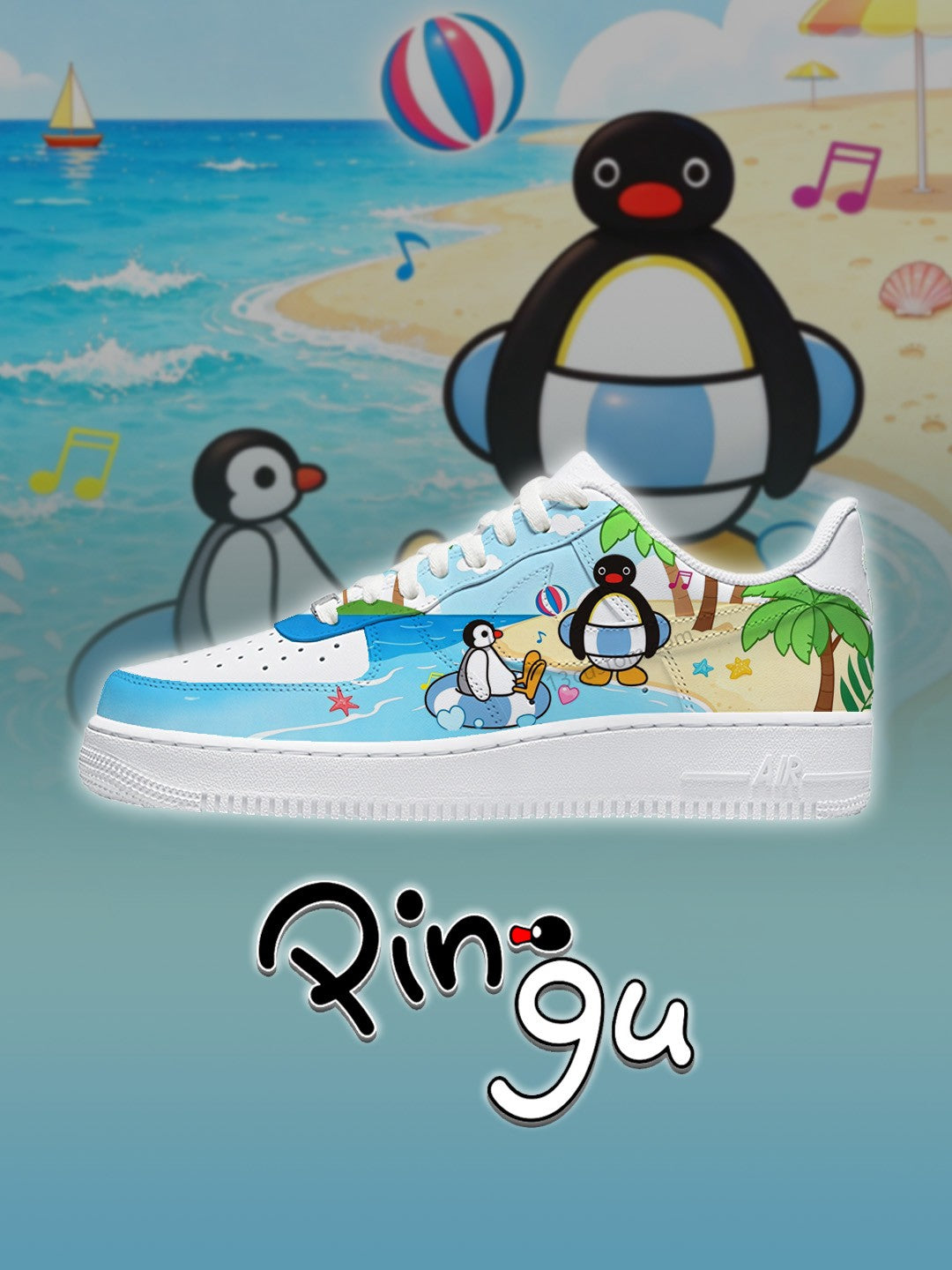 AF1 pingu summer beach Custom Sneakers