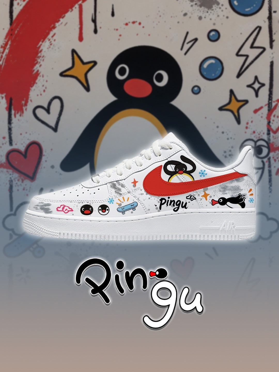 AF1 pingu graffiti street Custom Sneakers