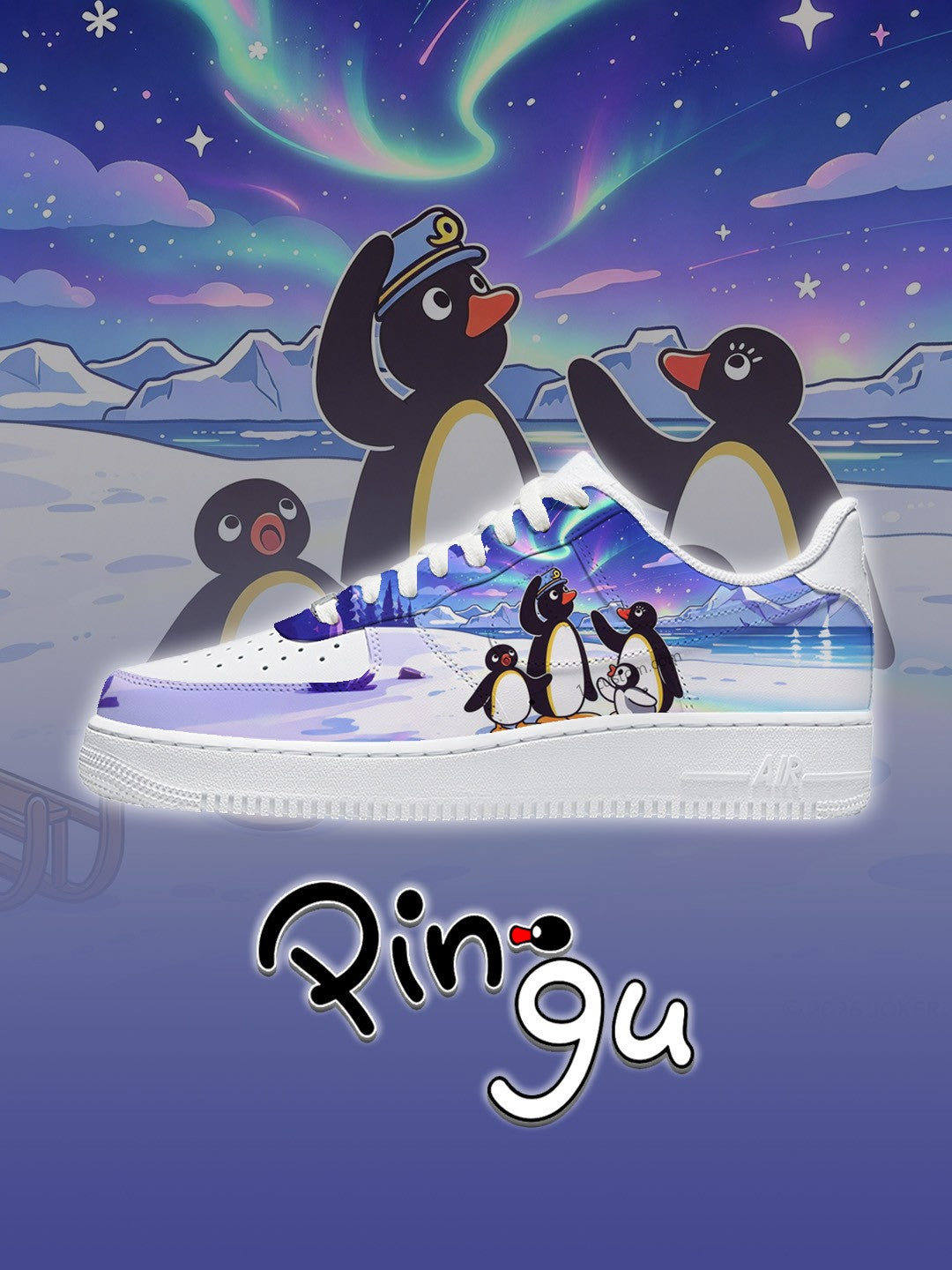AF1 pingu aurora antarctica Custom Sneakers