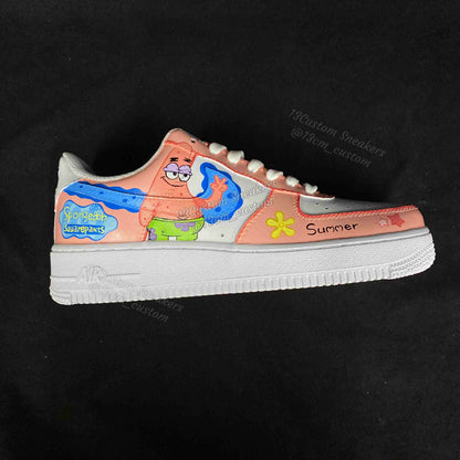 0674-스폰지밥 전체 프린트 노랑 분홍 오리 신발