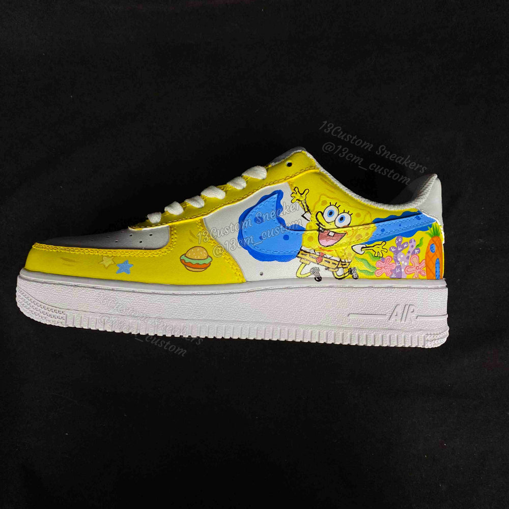 0674-스폰지밥 전체 프린트 노랑 분홍 오리 신발