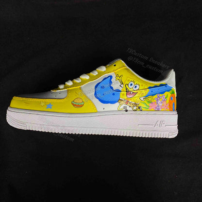 0674-스폰지밥 전체 프린트 노랑 분홍 오리 신발