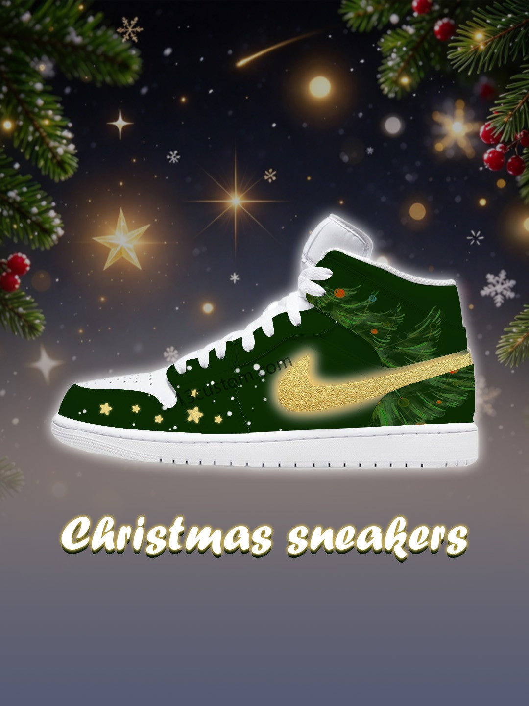 AJ1 HI Christmas Tree Custom Sneakers