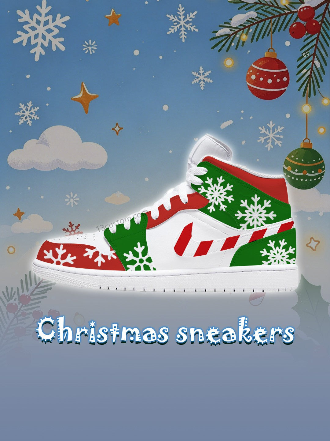 AJ1 HI Snowflake Christmas Custom Sneakers