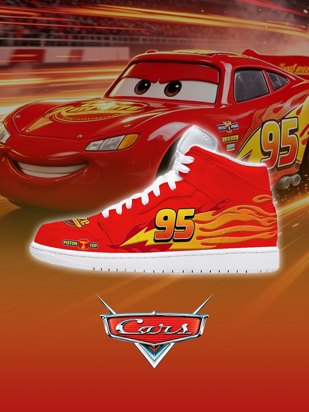 AJ1 HI Lightning McQueen V2 Custom Sneakers