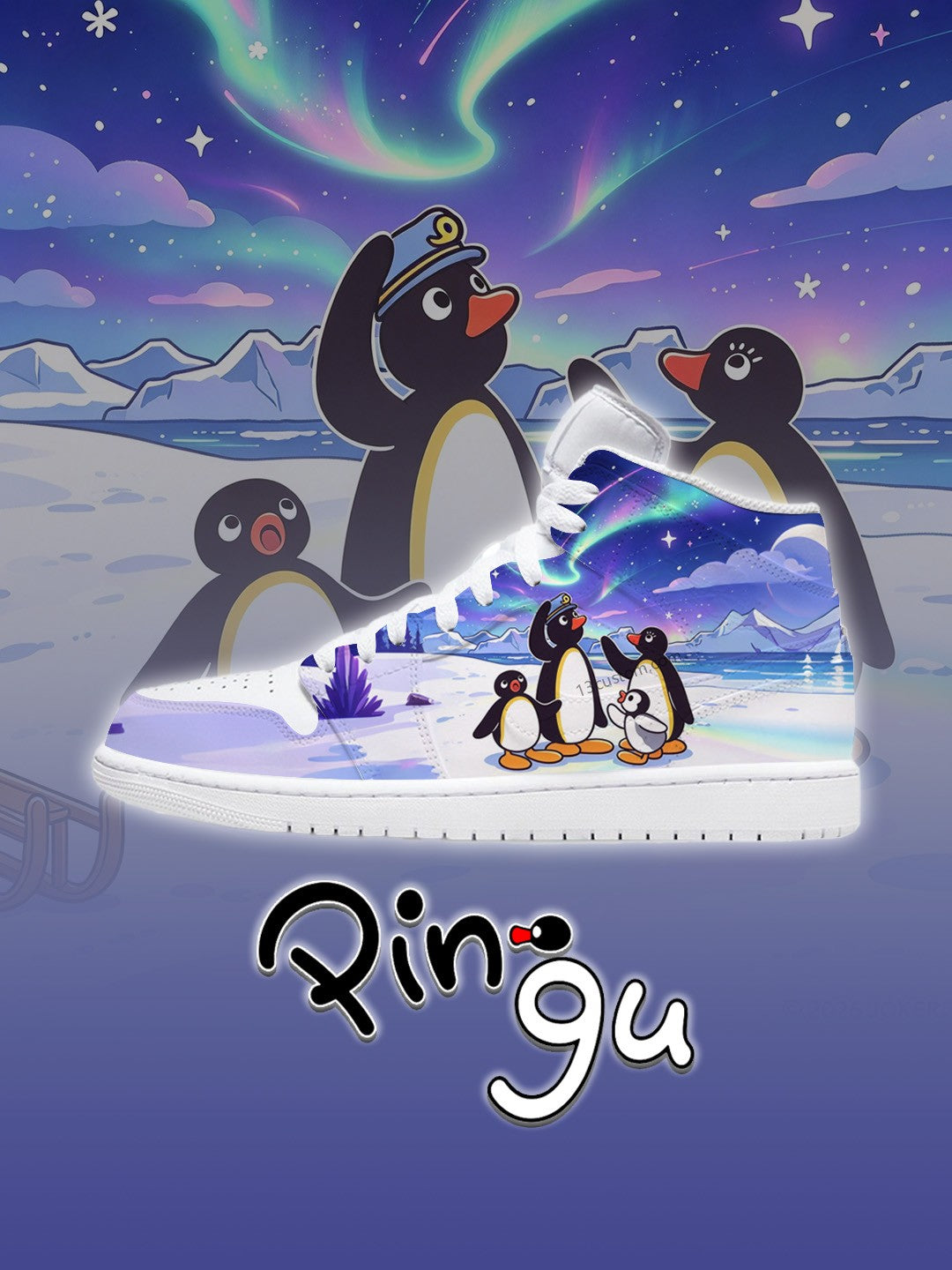 AJ1 HI pingu aurora antarctica Custom Sneakers