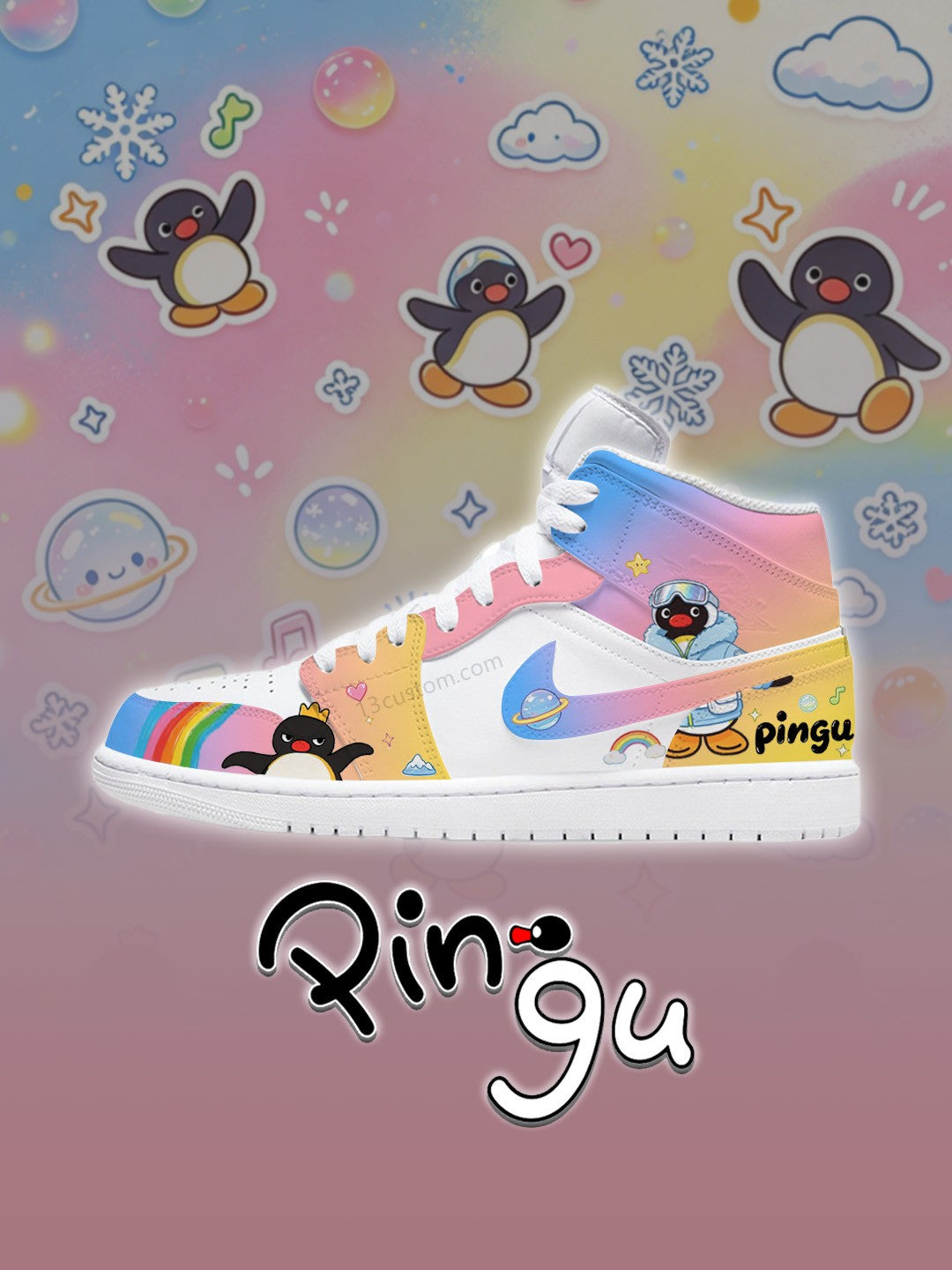 AJ1 HI pingu rainbow candy Custom Sneakers