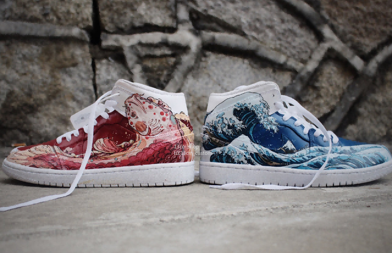 0135-Serie de olas, zapatos de carpa koi y mandarín