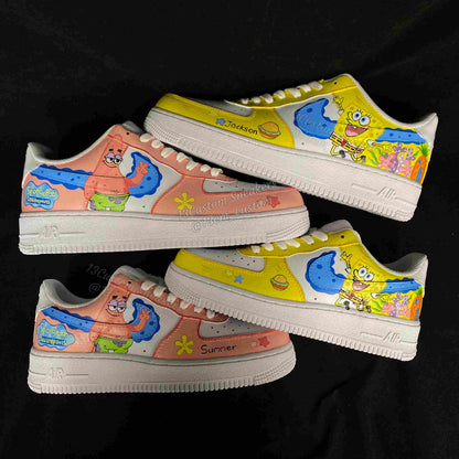 0674-스폰지밥 전체 프린트 노랑 분홍 오리 신발