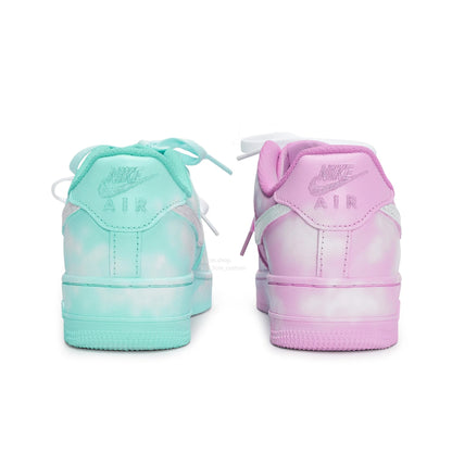 0145-Historia de nubes zapatos de pareja rosa + azul Tiffany