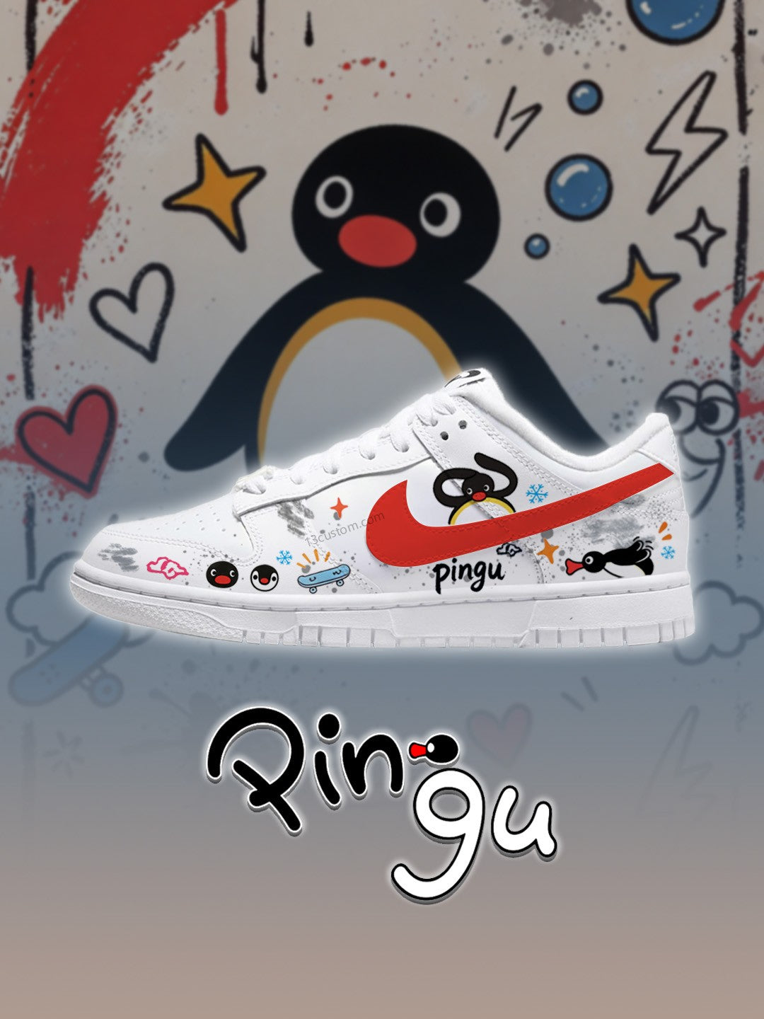 DK pingu graffiti street Custom Sneakers