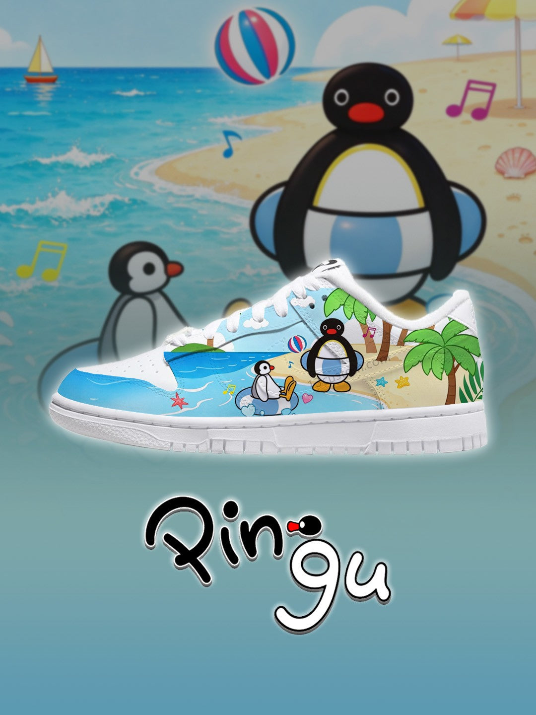 DK pingu summer beach Custom Sneakers