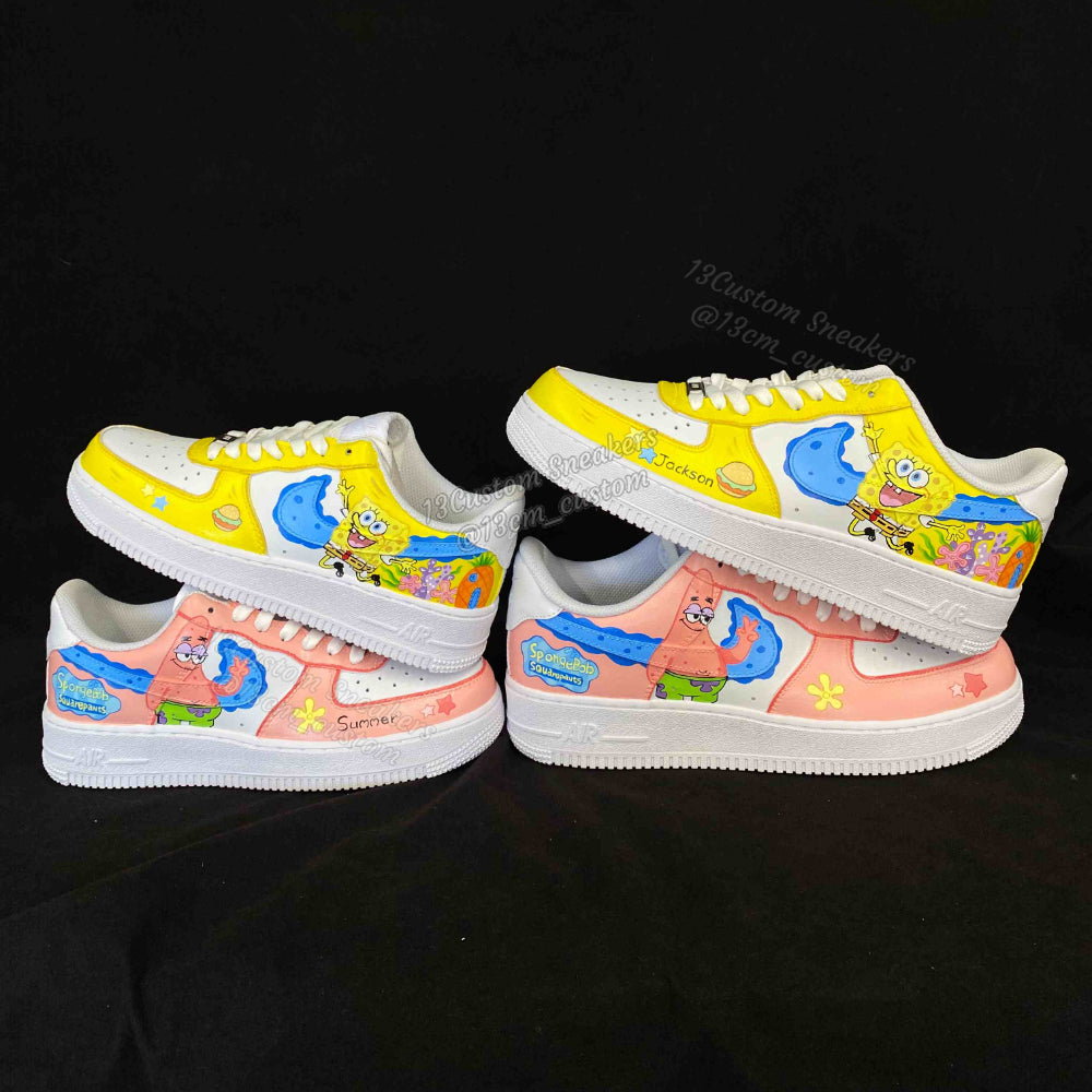 0674-스폰지밥 전체 프린트 노랑 분홍 오리 신발