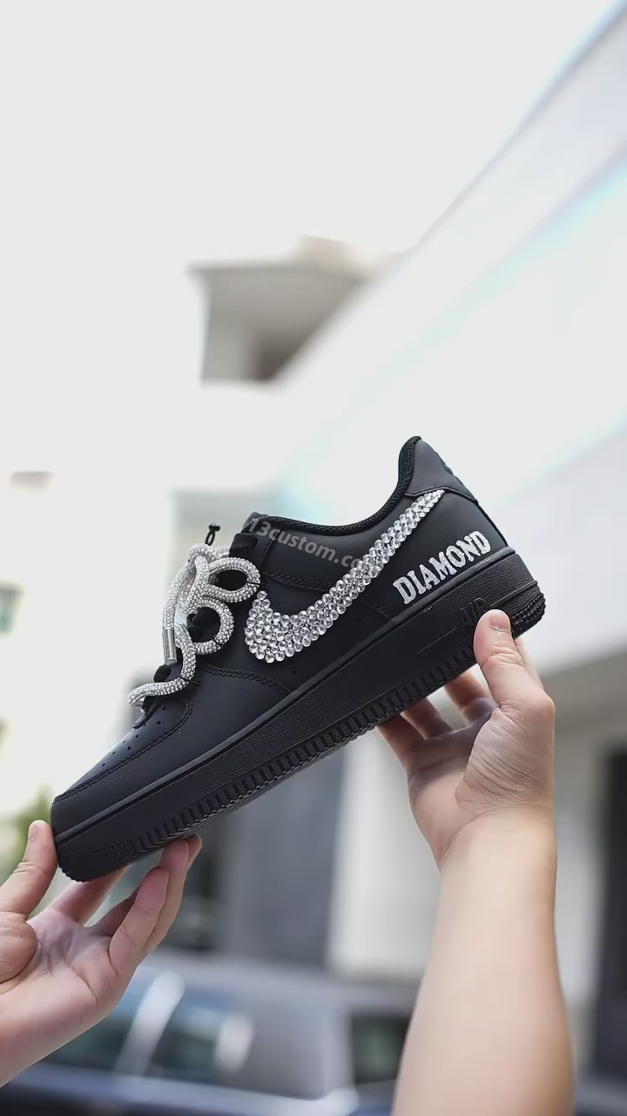 AF1鑽石解構綁帶黑白款